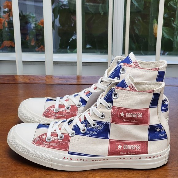 Converse Chuck Taylor All Star Hi Canvas 166500C Egret/Blue/Gym Red Size 7.5 Men - Picture 5 of 11
